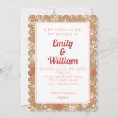 シックエレガントフローラダスティピンク結婚式招待状 招待状 (正面)