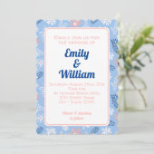 シックエレガントフローラダスティブルー結婚式招待状 招待状 (スタンド正面)