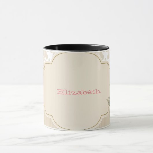 シックエレガントフローラダマスクバラ マグカップ (中央)