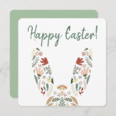 シックエレガントフローラバニーイースターグリーティング シーズンカード (正面/裏面)