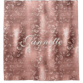 シックエレガントフローラバラ金ゴールドフェイクグリッター シャワーカーテン (正面)