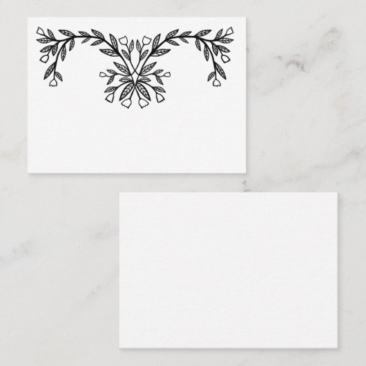 シックエレガントフローラフレカスタムームボタニカルB&W プレイスカード (正面/裏面)