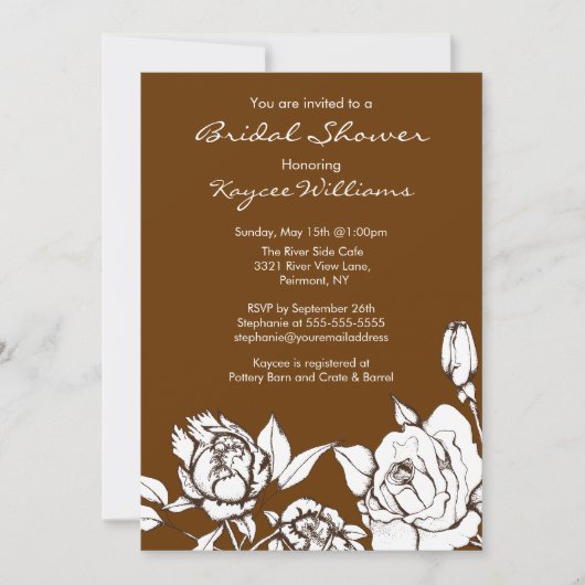 シックエレガントフローラブライダルシャワー招待状 招待状 (正面)