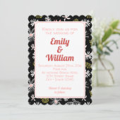 シックエレガントフローラブラックピンク結婚式招待状 招待状 (スタンド正面)