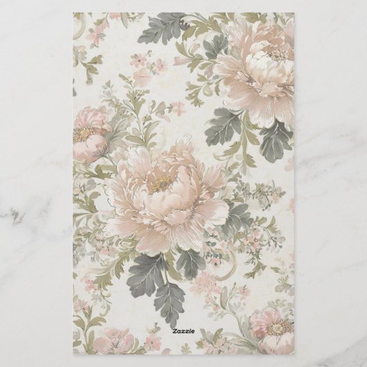 シックエレガントフローラモノグラム文房具紙 便箋 (裏面)