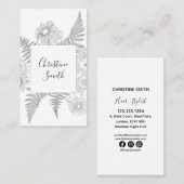 シックエレガントフローラ白黒の花 名刺 (正面/裏面)