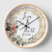 シックエレガントフローラ結婚リース 壁時計 (正面)