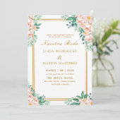 シックエレガントフローラ金ゴールドフレームホワイトヌエストラボーダ 招待状 (スタンド正面)