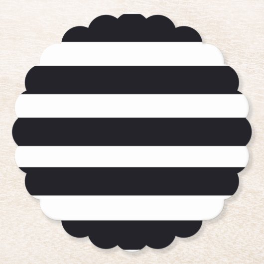シックエレガントブモダンラックとホワイトストライプ ペーパーコースター (正面)