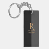 シックエレガントブモダンラック金ゴールドモノグラムの キーホルダー (正面左)