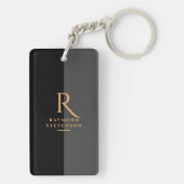 シックエレガントブモダンラック金ゴールドモノグラムの キーホルダー (裏面)