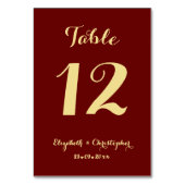 シックエレガントブラウンフェイク金ゴールド結婚ブライダルシャワー テーブルナンバー (裏面)