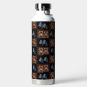 シックエレガントブラウンプレイド&ベア ウォーターボトル (左面)