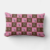 シックエレガントブラウンプレイド&ベア ランバークッション (正面)