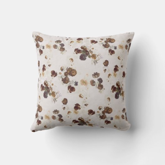 シックエレガントブラウンベージュバラフローラトワール クッション (裏面)