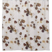 シックエレガントブラウンベージュバラフローラトワール シャワーカーテン (正面)