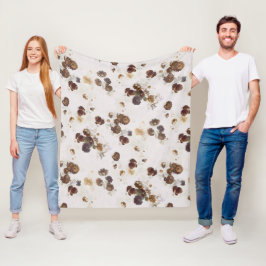 シックエレガントブラウンベージュバラフローラトワール フリースブランケット