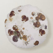 シックエレガントブラウンベージュバラフローラトワール ラウンドクッション (裏面)