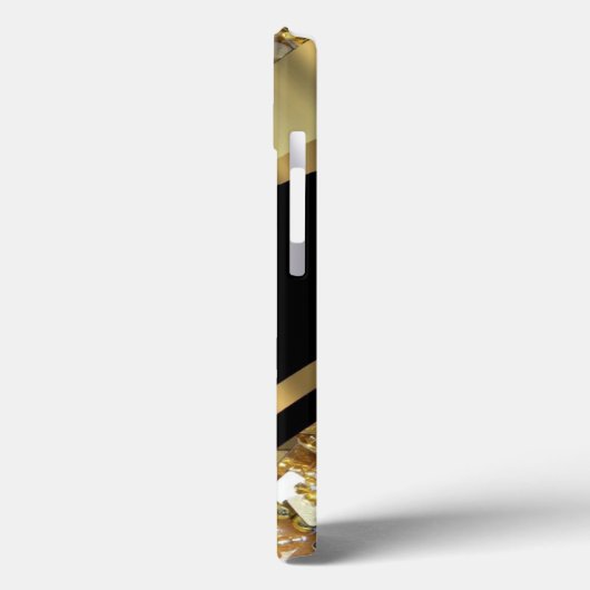 シックエレガントブラックと金ゴールドきらきら光るパーソナライズされた Case-Mate iPhoneケース (裏面 / 左)