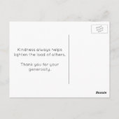 シックエレガントブラックと金ゴールドフェザーありがとう ポストカード (裏面)