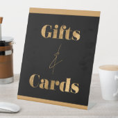 シックエレガントブラックと金ゴールド誕生日ギフトカード 台座サイン (インサイチュ)