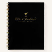 シックエレガントブラックカップル空白のカクテルレシピ ノートブック (正面)