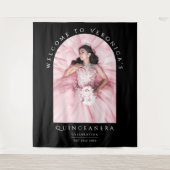 シックエレガントブラッククラシカキンセニェラ写真 タペストリー (正面)