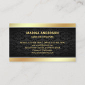 シックエレガントブラックダマスクフェイクゴールドフォイルバタフライ 名刺 (裏面)