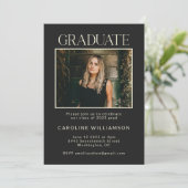 シックエレガントブラックツーフォト卒業パーティー 招待状 (スタンド正面)