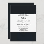 シックエレガントブラックバラフローラ結婚ズイン 招待状 (正面/裏面)