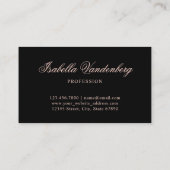 シックエレガントブラックバラ金ゴールドヴィンテージオーナメント 名刺 (裏面)