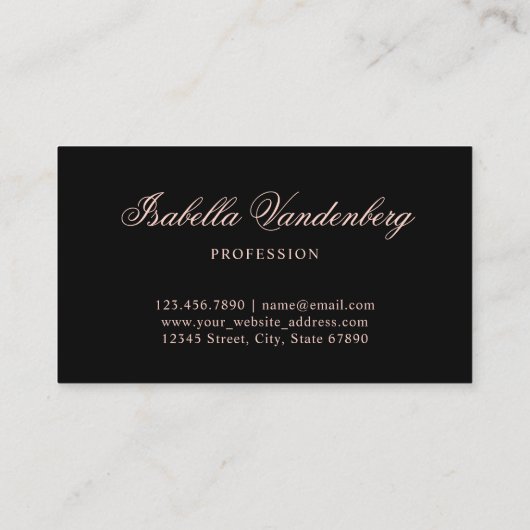 シックエレガントブラックバラ金ゴールドヴィンテージオーナメント 名刺 (裏面)