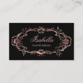シックエレガントブラックバラ金ゴールドヴィンテージオーナメント 名刺 (正面)