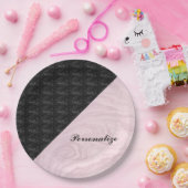 シックエレガントブラックピンクマーブルパーソナライズされた ペーパープレート (パーティー)