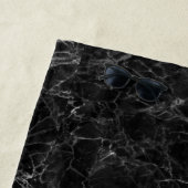 シックエレガントブラックピンクマーブルモノグラムのビーチT ビーチタオル (インサイチュ)