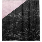 シックエレガントブラックピンクマーブル シャワーカーテン (正面)