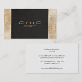 シックエレガントブラックフェイク金ゴールドシークイン美しい 名刺 (正面/裏面)
