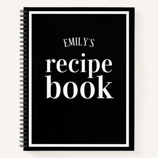 シックエレガントブラックブライダルシャワーレシピブック ノートブック (正面)