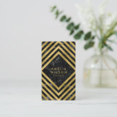 シックエレガントブラックマーブルフェイク金ゴールドソーシャルメディア 名刺 (スタンド正面)