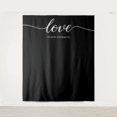シックエレガントブラックラブスクリプト結婚の背景 タペストリー (正面)