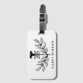 シックエレガントブラックリリーラインスケッチカスタム ラゲッジタグ (正面縦)