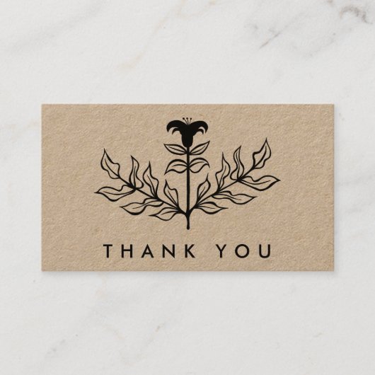 シックエレガントブラックリリー注文ありがとうクラフト 名刺 (正面)