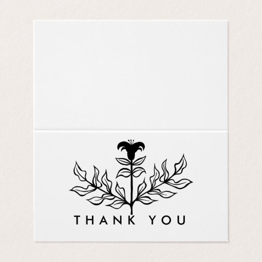 シックエレガントブラックリリー注文ありがとう折り畳み 名刺 (外部フラット)