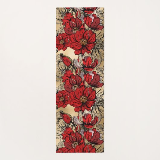 シックエレガントブラックレッドローゼオン金ゴールド ヨガマット (裏面)