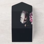 シックエレガントブラックロマンチックバラフローラ結婚ズAl オールインワン招待状 (外側)