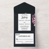 シックエレガントブラックロマンチックバラフローラ結婚ズAl オールインワン招待状 (内側)