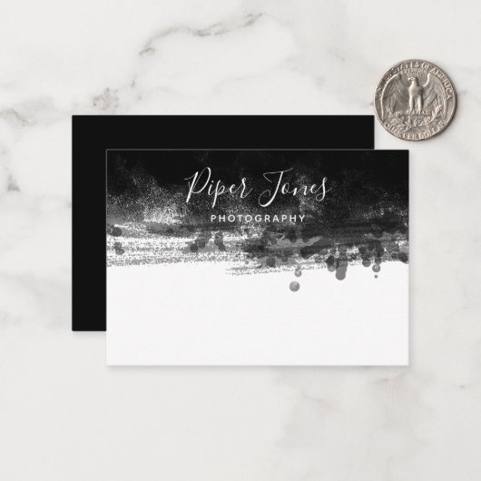 シックエレガントブラック抽象芸術フォトグラファーの署名 ノートカード (正面/裏面インサイチュ)