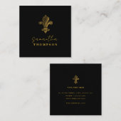 シックエレガントブラック金ゴールドヴィンテージ スクエア名刺 (正面/裏面)