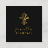 シックエレガントブラック金ゴールドヴィンテージ スクエア名刺 (正面)
