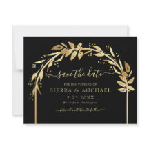 シックエレガントブラック黄金色の葉のアーチ結婚ズ